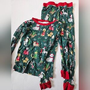 Little Sleepies Green and Red Puppy Pajama Set 3T